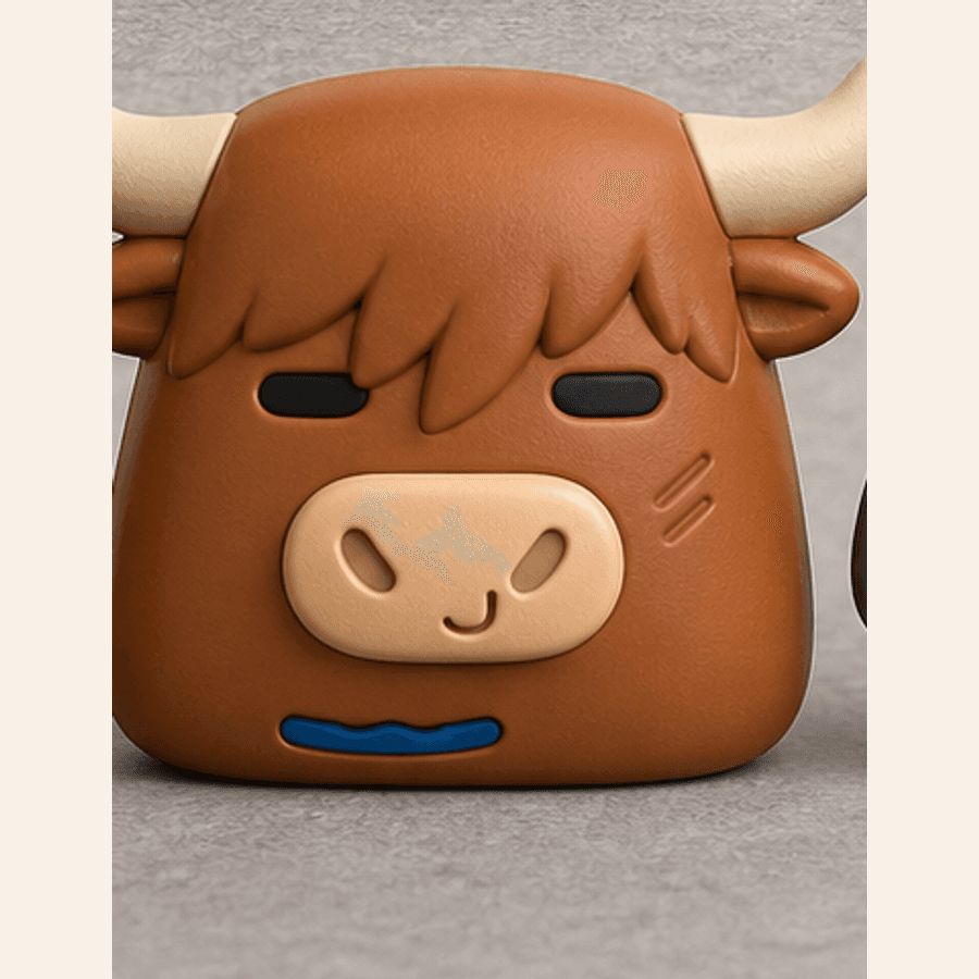 Original digital preproduction Highland cow animal car-air-freshener concept