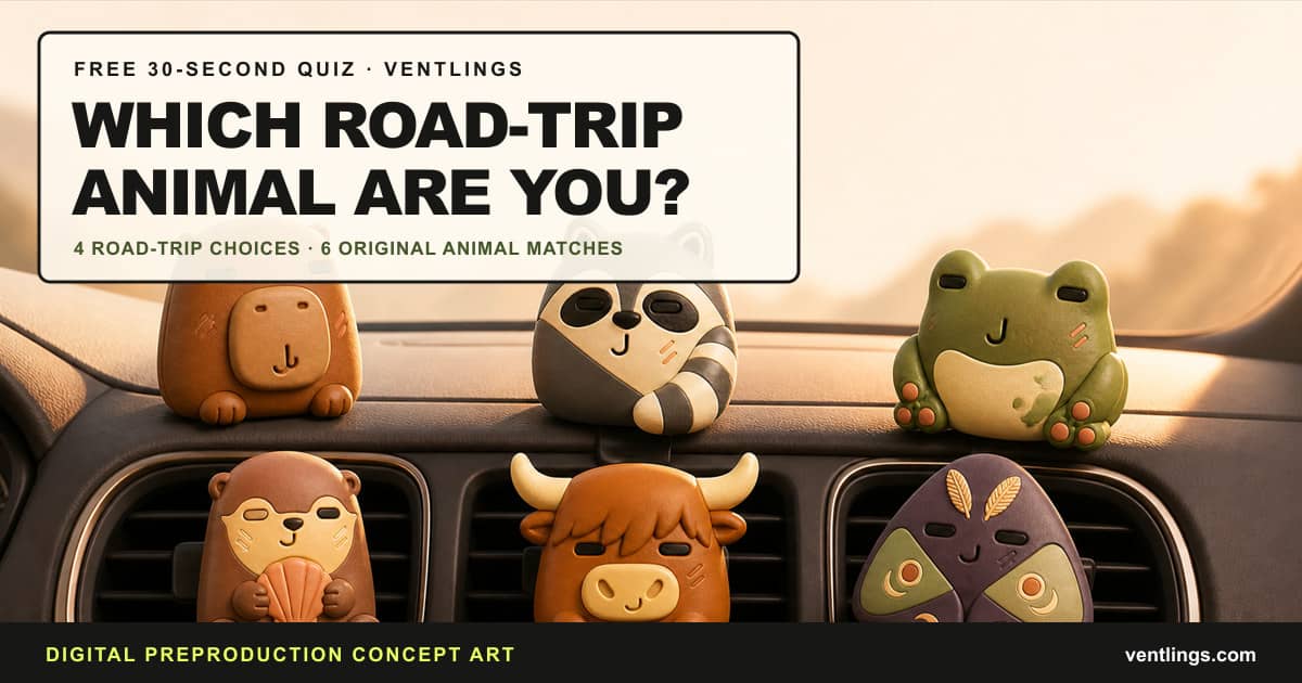 Six original Ventlings Series 01 animal concepts labeled as preproduction concept art